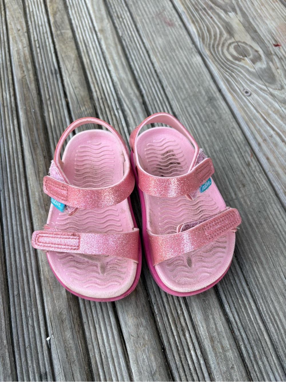 Native Shoes Girls Pink Glitter Strap Sandals